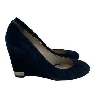 Tory Burch Black Suede Astoria Wedge Heels